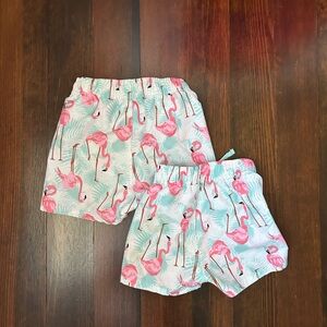 2T AND 12-18mos Flamingo Print Kids Swim Trunks